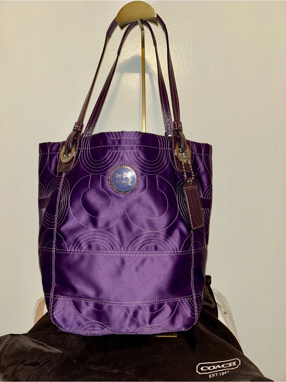 Coach Alex Op Art Quilted Satin Madison Tote . Purple Perfect!